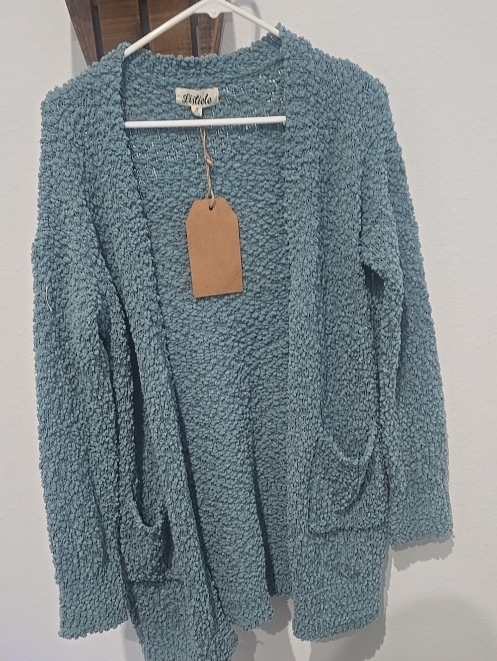 Listicle Teal Open-Front Plush Cardigan